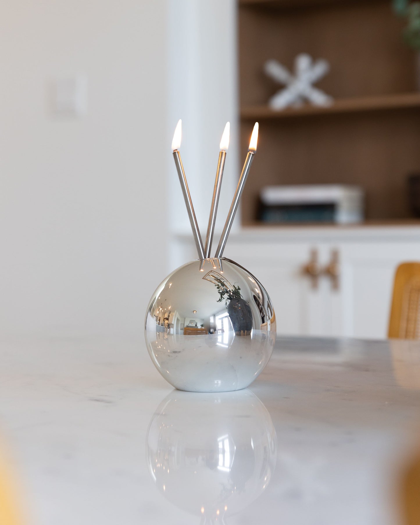 Neva Vase, Silver Metallic Candle Holder