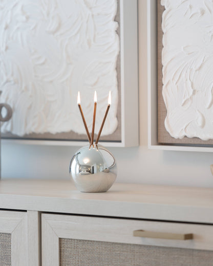 Neva Vase, Silver Metallic Candle Holder [Case of 6]