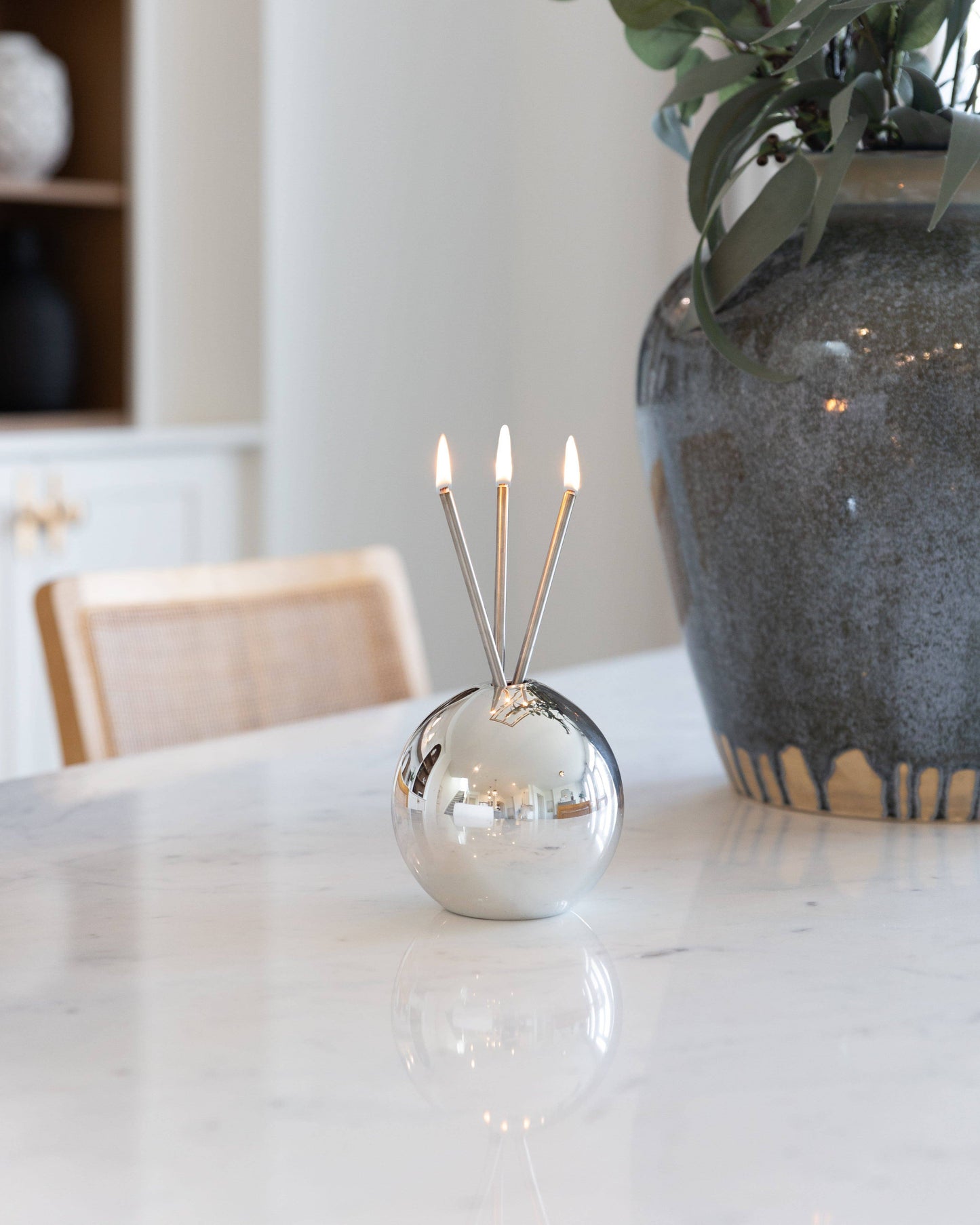 Neva Vase, Silver Metallic Candle Holder [Case of 6]