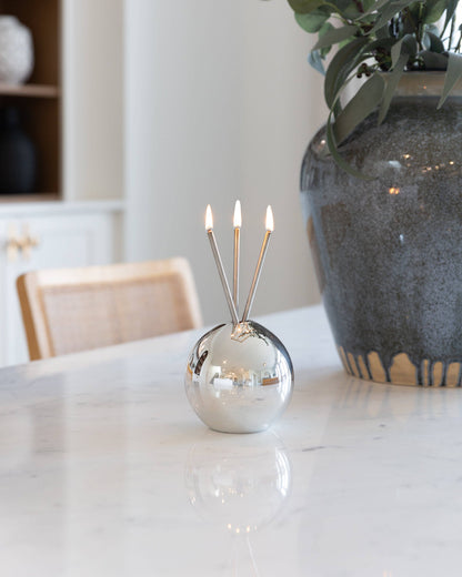 Neva Vase, Silver Metallic Candle Holder [Case of 6]