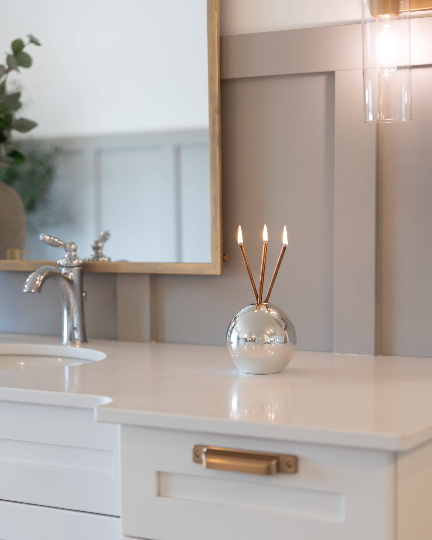 Neva Vase, Silver Metallic Candle Holder [Case of 6]