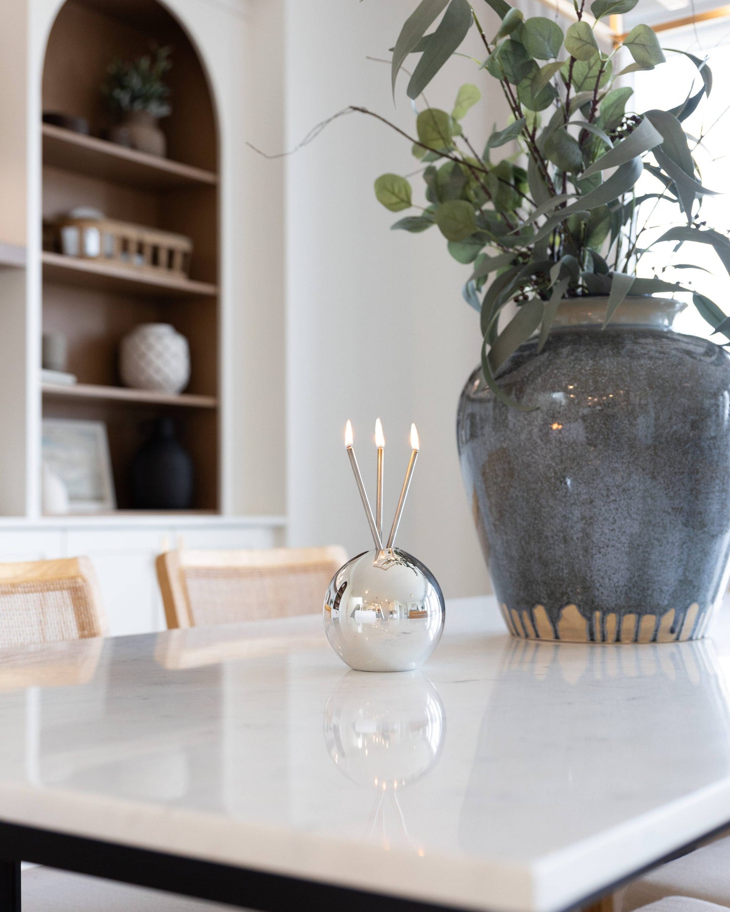 Neva Vase, Silver Metallic Candle Holder [Case of 6]