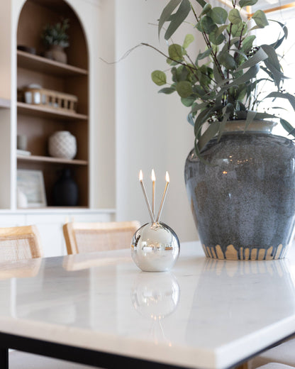 Neva Vase, Silver Metallic Candle Holder [Case of 6]