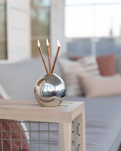 Neva Vase, Silver Metallic Candle Holder [Case of 6]