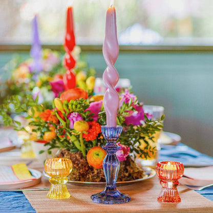 Navy Glass Taper Candle Holder | Everyday Decor |