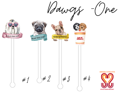Dawgs One 4 piece Assorted Set - Cocktail Stirrer - Drink Stir Sticks - Swizzle Sticks