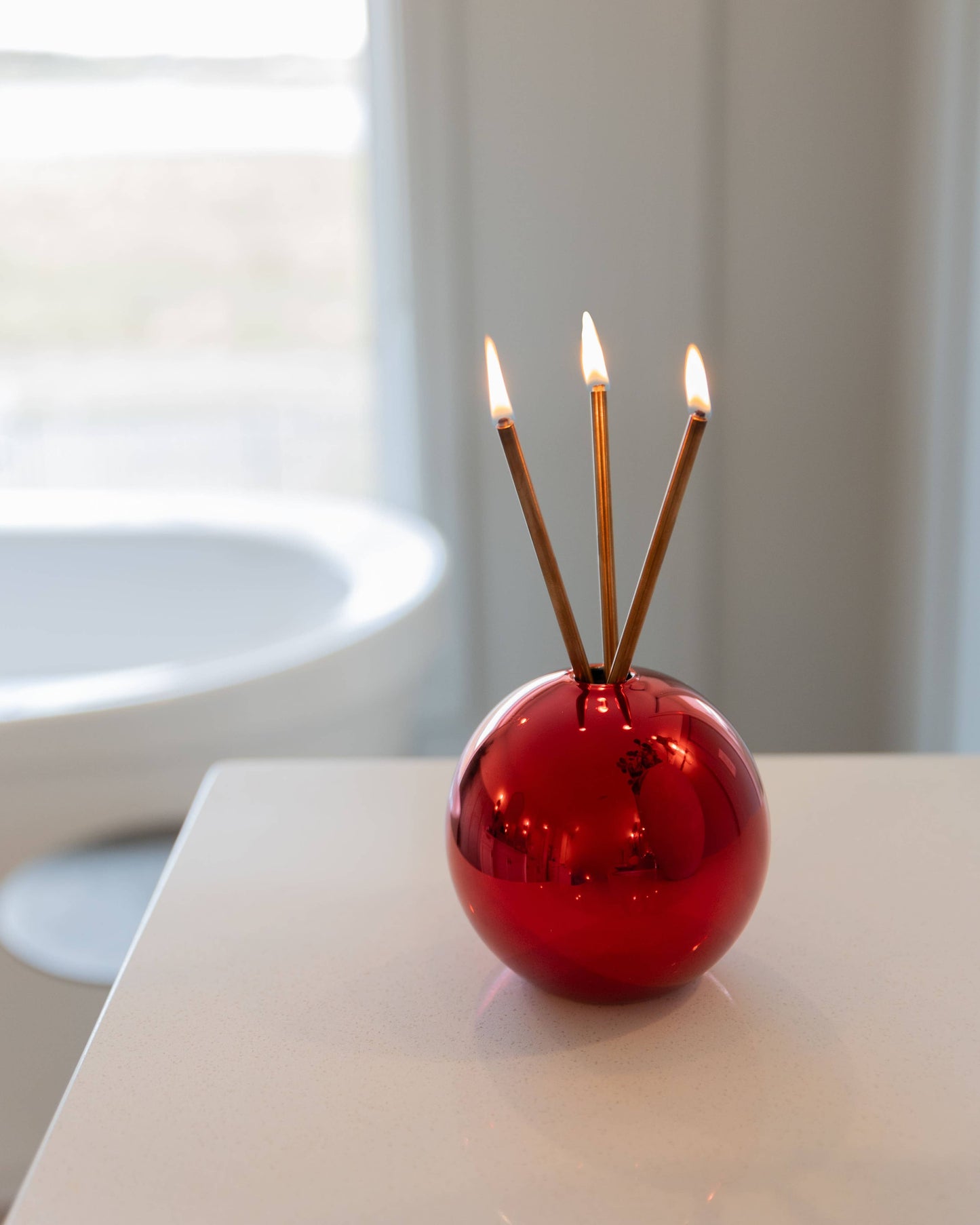 Neva Vase, Red Metallic Candle Holder [Case of 6]