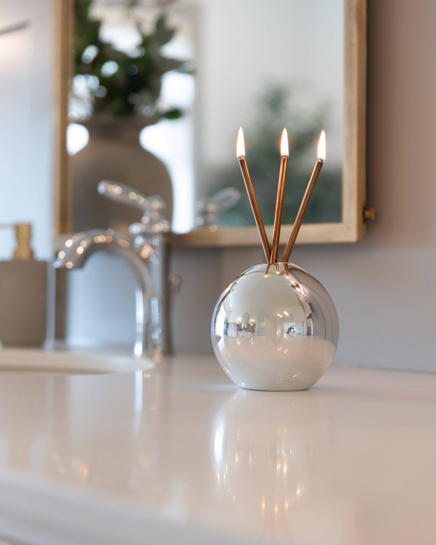 Neva Vase, Silver Metallic Candle Holder [Case of 6]