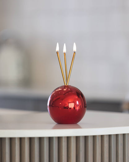 Neva Vase, Red Metallic Candle Holder [Case of 6]