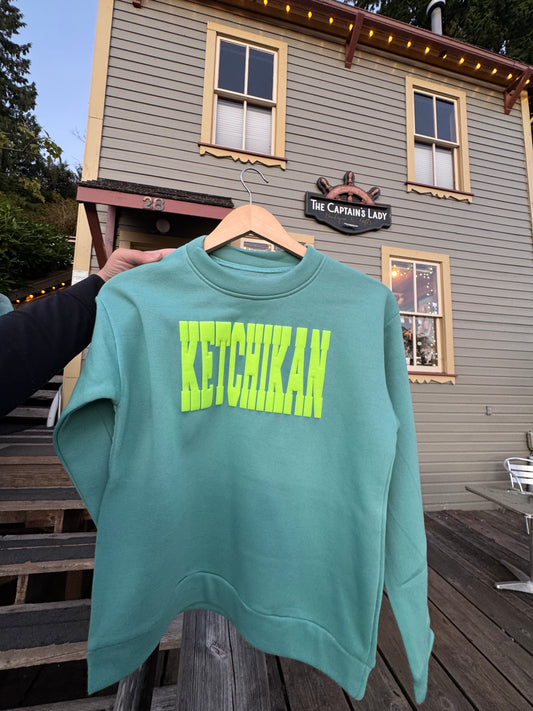 Ketchikan Crew Necks Teal and Yellow