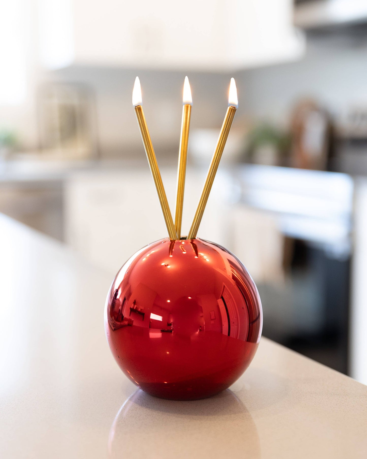 Neva Vase, Red Metallic Candle Holder [Case of 6]