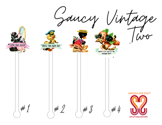 Saucy Vintage Two -Cocktail Stir Stick - Drink Swizzle
