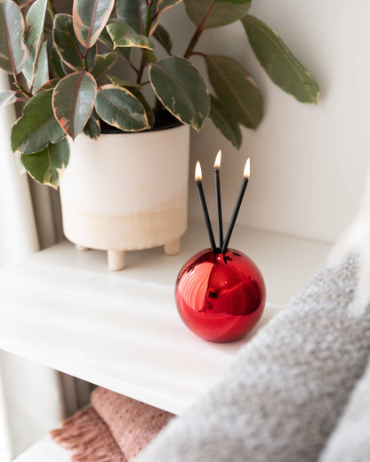 Neva Vase, Red Metallic Candle Holder [Case of 6]