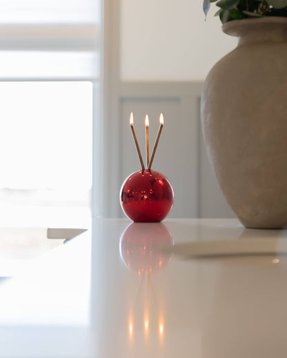 Neva Vase, Red Metallic Candle Holder [Case of 6]