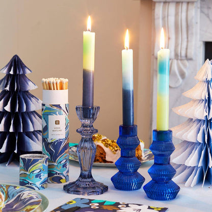 Navy Glass Taper Candle Holder | Everyday Decor |