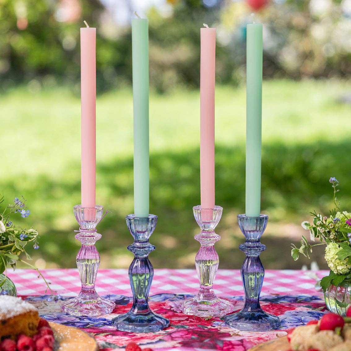 Navy Glass Taper Candle Holder | Everyday Decor |