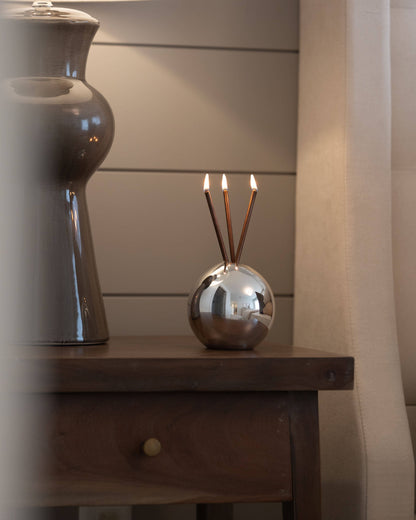 Neva Vase, Silver Metallic Candle Holder [Case of 6]