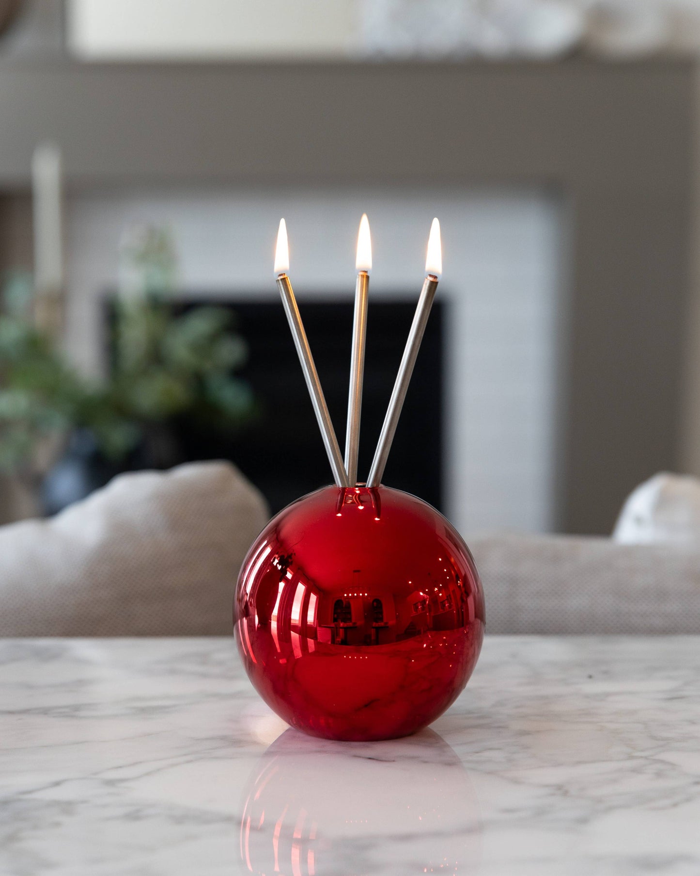 Neva Vase, Red Metallic Candle Holder [Case of 6]