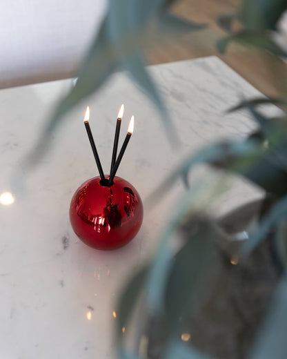 Neva Vase, Red Metallic Candle Holder [Case of 6]
