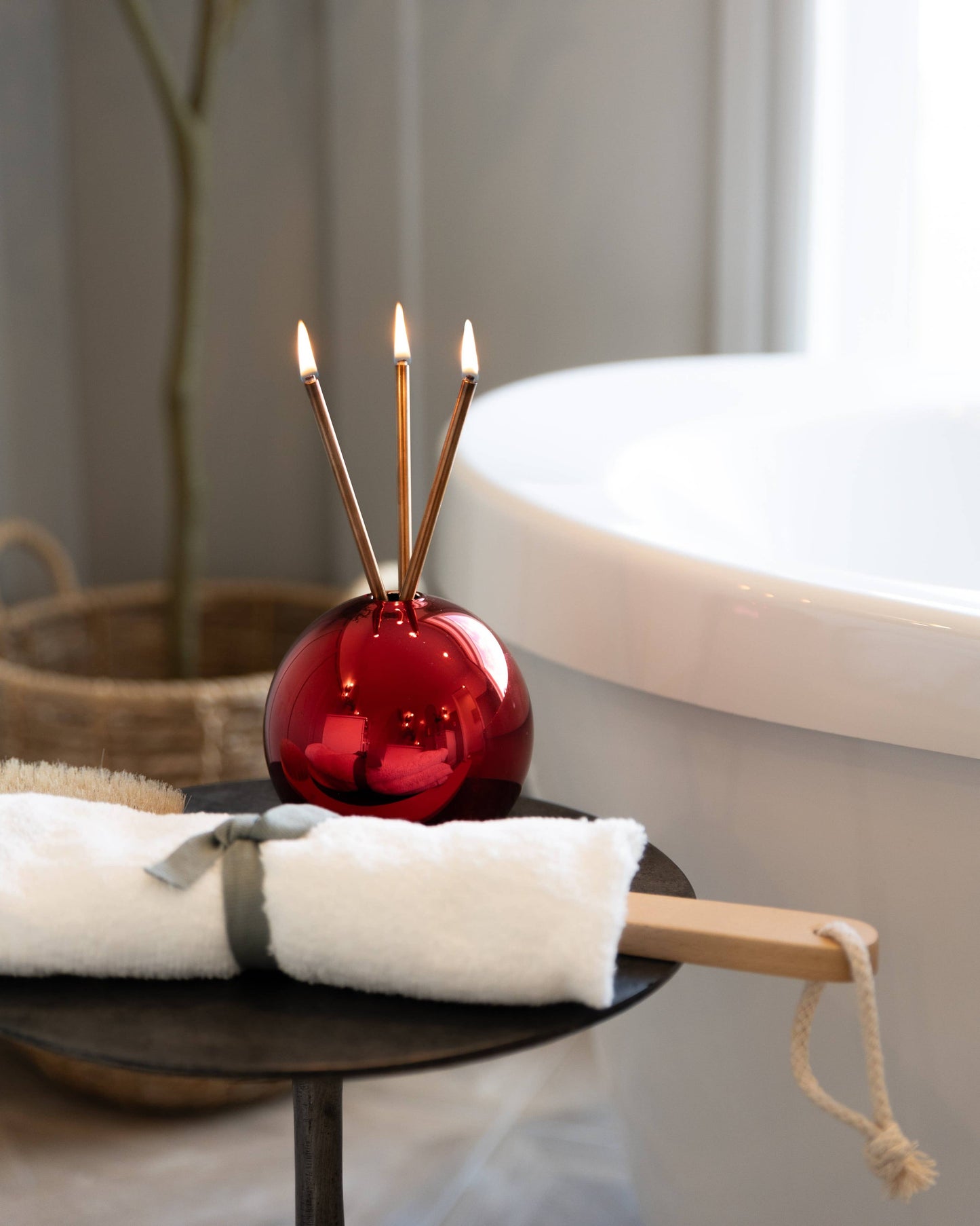 Neva Vase, Red Metallic Candle Holder [Case of 6]