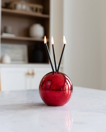 Neva Vase, Red Metallic Candle Holder [Case of 6]