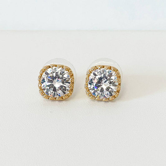 Square Stone Stud Earrings