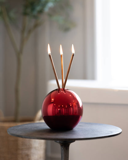 Neva Vase, Red Metallic Candle Holder [Case of 6]